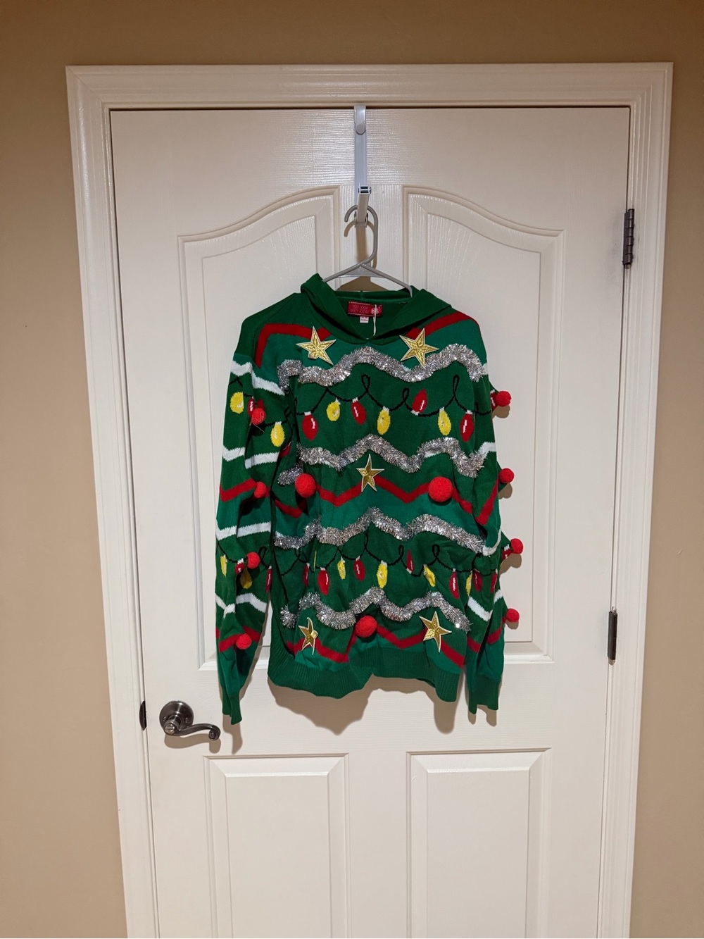 Festive Green Women's Christmas Light-Up Sweater